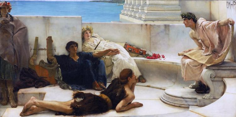 Alma-Tadema, Sir Lawrence A Reading from Homer (mk23) oil painting image